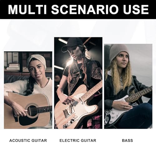 Aestustheri Adjustable woven guitar strap with leather ends and 3 pick storage pockets - includes 3 guitar picks - suitable for bass, electric and acoustic guitars (black) - Image 5