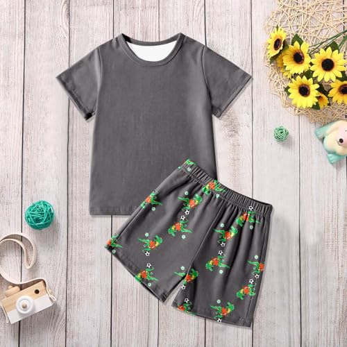 Boys Dinosaur Print T-Shirt and Shorts Set Casual Athletic Wear for Active Play and Everyday Comfort2