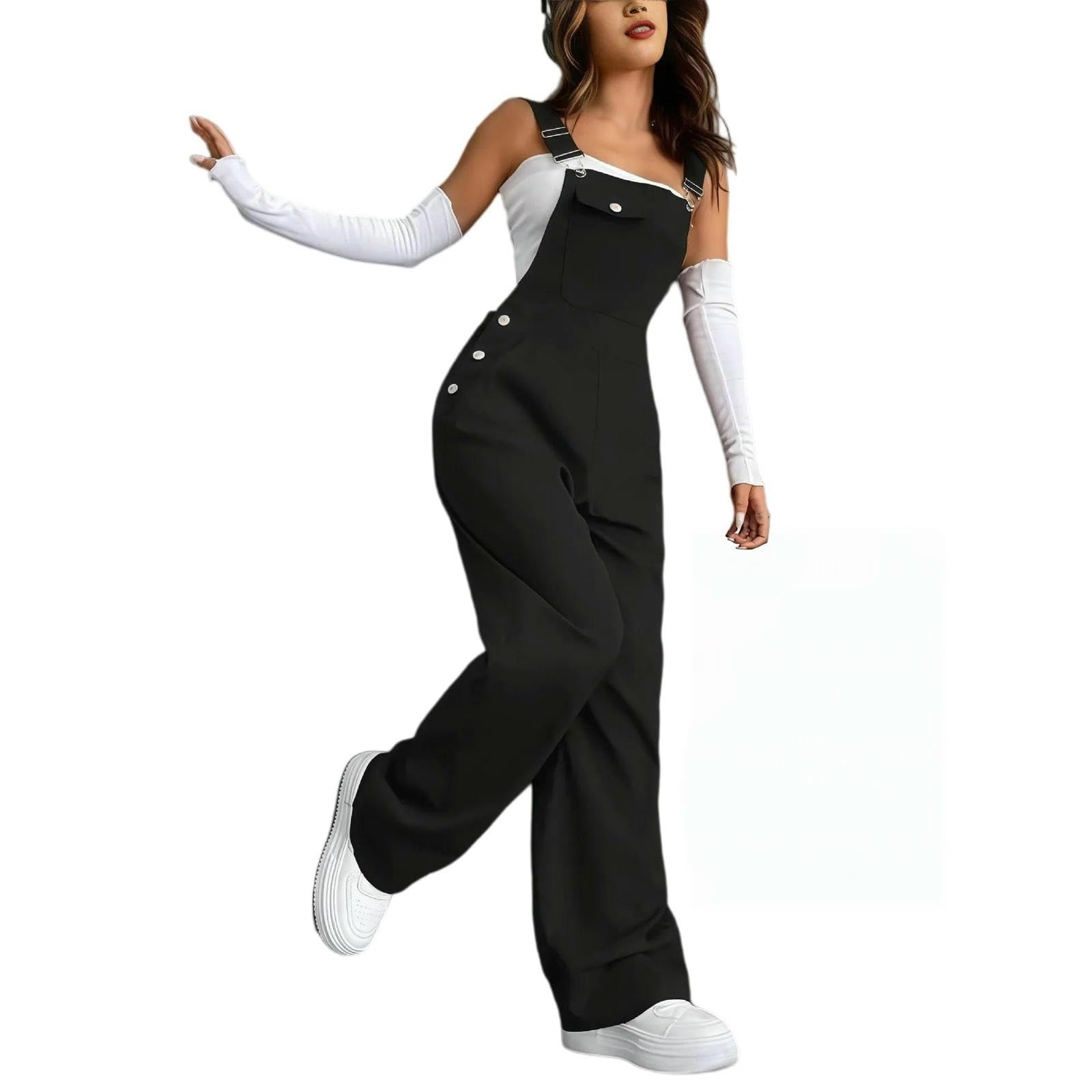 Salopette Donna Estiva,Tuta Casual Senza Maniche Da Donna, Elegante, Con Spalline, Pantaloni Larghi