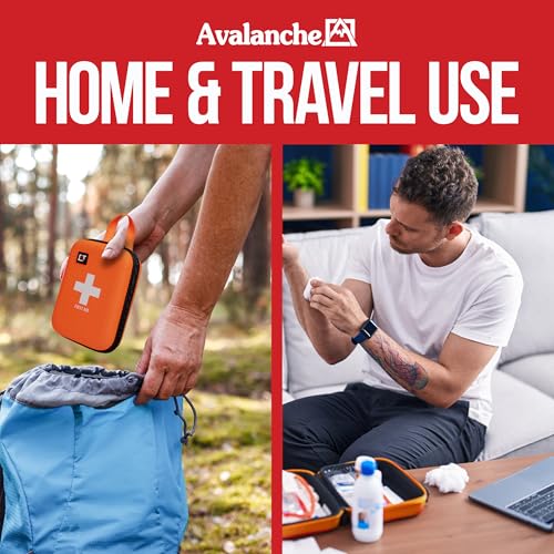 Image of Avalanche 53 Pieces First Aid Kit, Compact Emergency Supplies Kit for Home, School, Car, Travel, Sports or Camping in Hard Shell Foam Case, Portable Mini First Aid Kit, Orange