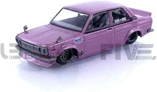 Miniatura 2 de Modelo de miniatura de escala real compatible con Nissan Datsun 510 Street KAIDO GT V1 (rosa) Edición limitada 164 modelo fundido a presión Kaido