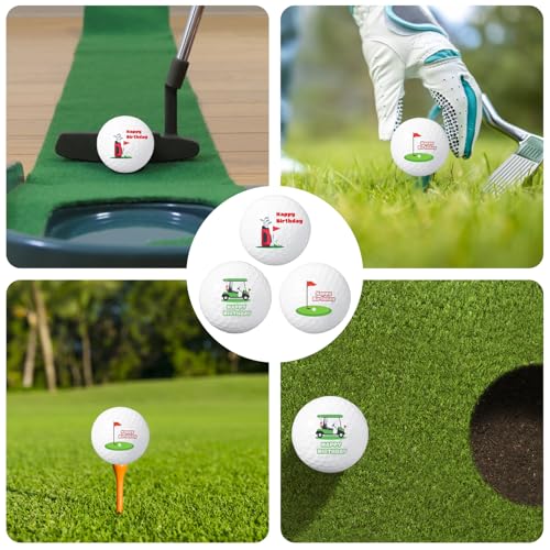 PDirat 3Pcs Happy Birthday Golfball, Personalisierte Geschenk, Golf Geschenke, Personalisiert, Happy Birthday Edition, Dreischichtiger Golfball