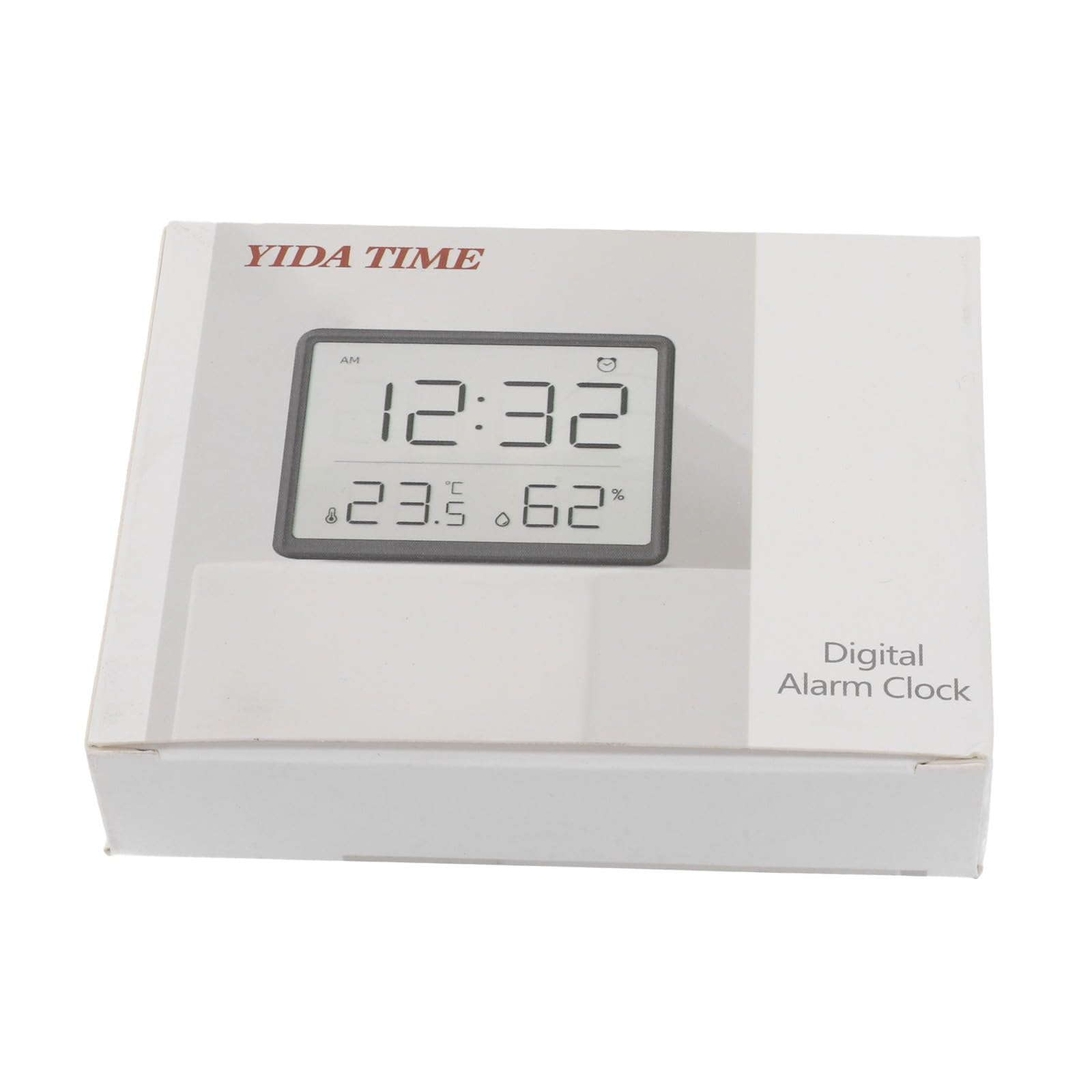 Monitor elettronico di umidità della temperatura con grande schermo, igrometro multifunzione orologio per casa cucina frigorifero, nero