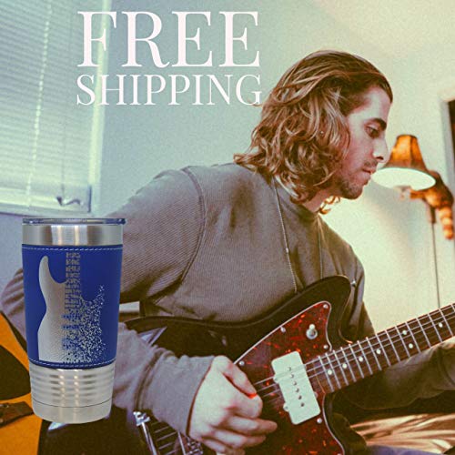 Electric Guitar Leather Wrapped Vacuum Insulated Tumbler 20 Oz Stainless-Steel Vacuum Mug For Music Lovers, (Black)