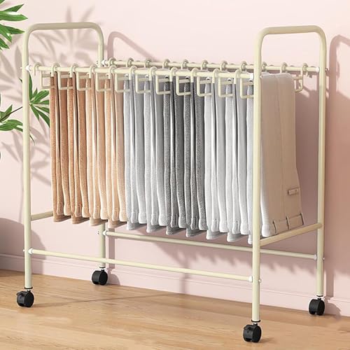 Perchero para pantalones con ruedas, soporte para pantalones de pie, ahorro de espacio para pantalones, bufandas, toallas, ropa móvil para el hogar y el armario