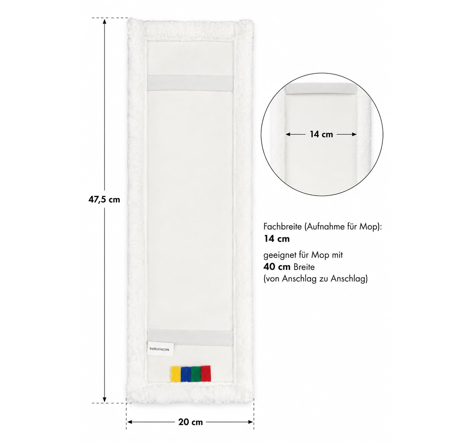 Juego de 15 fundas de microfibra de 40 cm para mopa, para soporte plegable, repuesto para limpieza de suelos, para hogar, oficina y comercio, lavable a 60 – 95 °C, sin pelusas