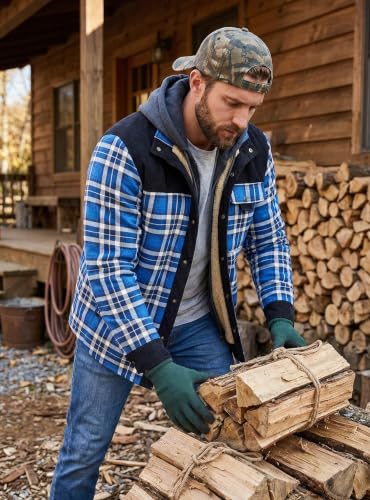 HYPESTFIT Men's Corduroy Plaid Sherpa Lined Flannel Shirt Jacket Fleece Coat - image 2