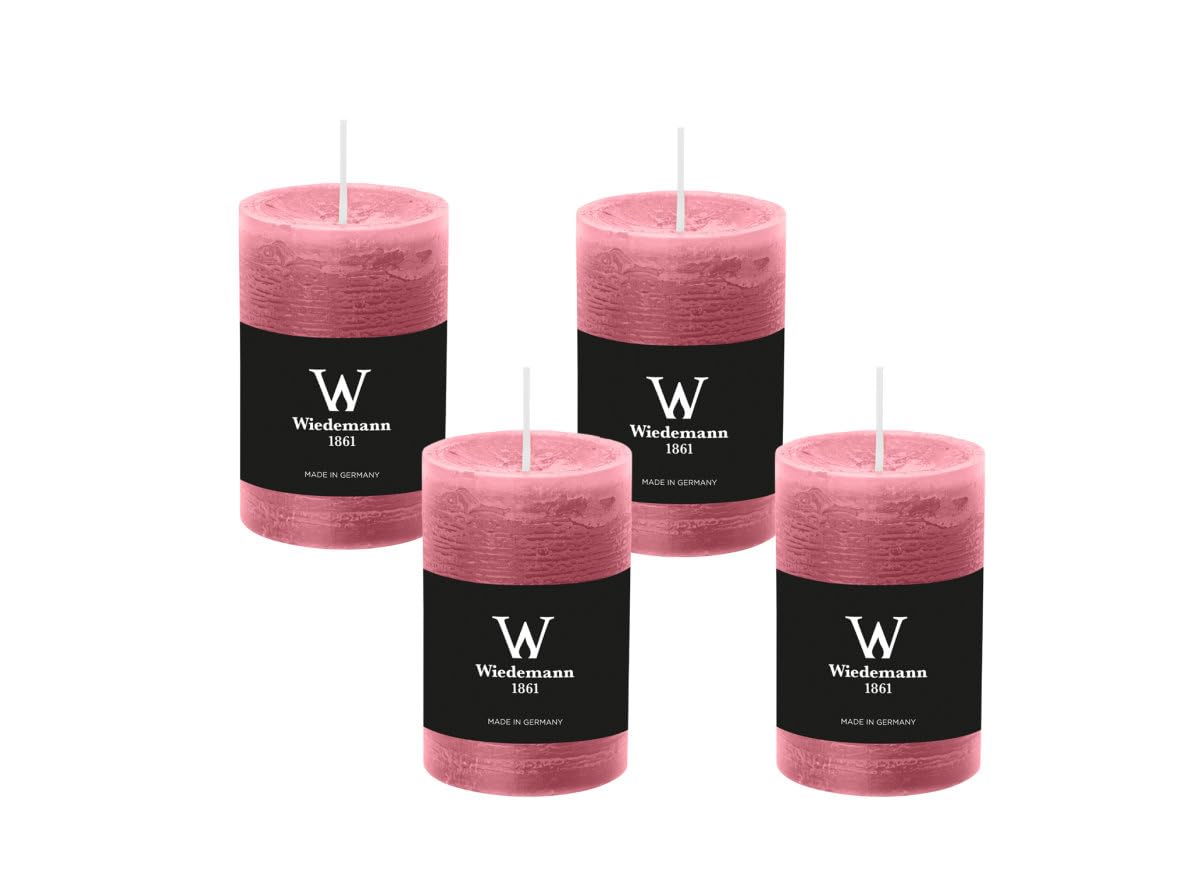 4er Set Adventskranzkerzen Rustik Marble Kerzen durchgefärbt mit Abbrandschutz Altrosa 140 x 100 mm