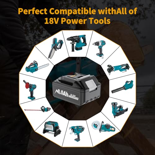Image of 4-Pack 8.0Ah Cordless Tool Battery Packs for 18V Battery Replacement Compatible with 18V Tools BL1860B BL1850B BL1840B BL1830B BL1815B Batteries