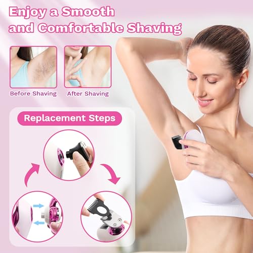 Electric Razors for Women, 5 in 1 Lady Shavers, Electric Shaver for Women, Wet/Dry Bikini Trimmer, Rechargeable Facial Hair Removal, Painless Shaver Razor for Arms Legs Armpit Pubic Area - image 7