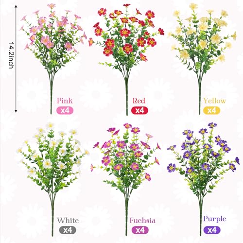 Ouddy-Decor-24-Bundles-Artificial-Flowers-for-Outdoors-Faux-Silk-Flowers-Fake-Plants-Artificial-Greenery-for-Indoor-Outside-Garden-Porch-Window-Hanging-Planter-Office-Table-Home-Decor-Mixed-Color