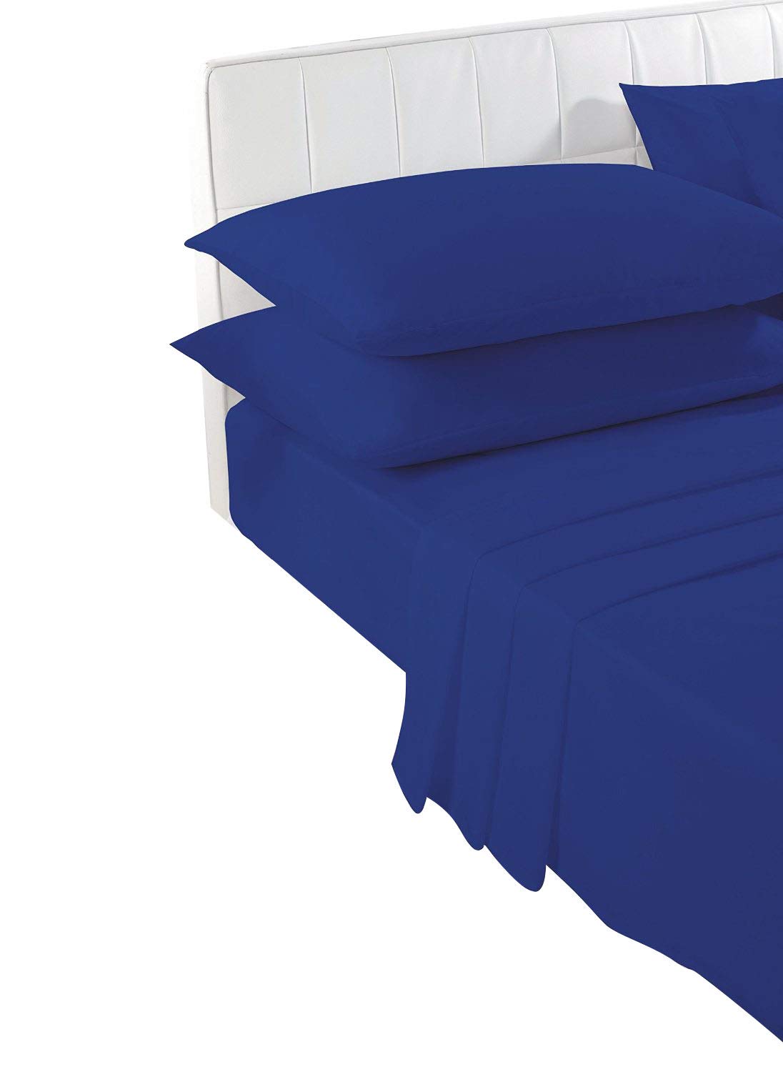 voice 7 Royal Blue Single FLAT Bed Sheet - Plain Dyed Poly Cotton Percale Quality Flat Sheets (Royal - Single Flat)