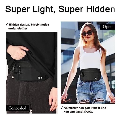 NHCDFA-Money-Belts-for-Travel-Hidden-Hidden-Wallet-Secure-Money-Belt-for-Travelling-Anti-Theft-Passport-Wallets-Outdoor-Sport-Exercise-Travel-Passport-Cash-Money-Use-Black
