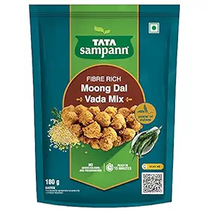 Tata Sampann Fibre Rich Moong Dal Vada Mix, Instant Ready to Cook Mix, 180g