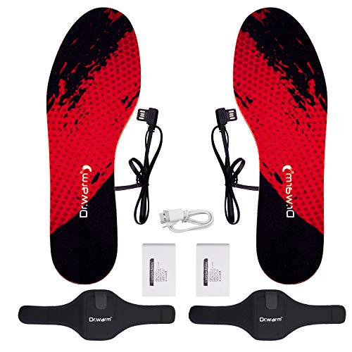 Dr.Warm Rechargeable Heated Insoles Battery Powered Foot Warmers for Men and Women Winter Hunting Boots Shoes Sneaker Ice Fishing Hiking Camping
