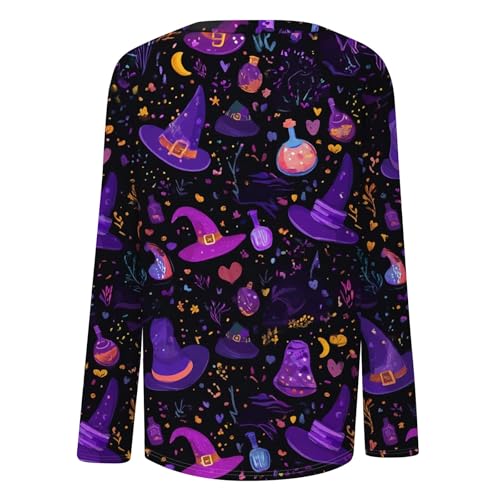 Halloween Shirts for Women Long Sleeve Plus Size Fashion Crewneck Comfortable Tshirts Halloween Costumes for Women