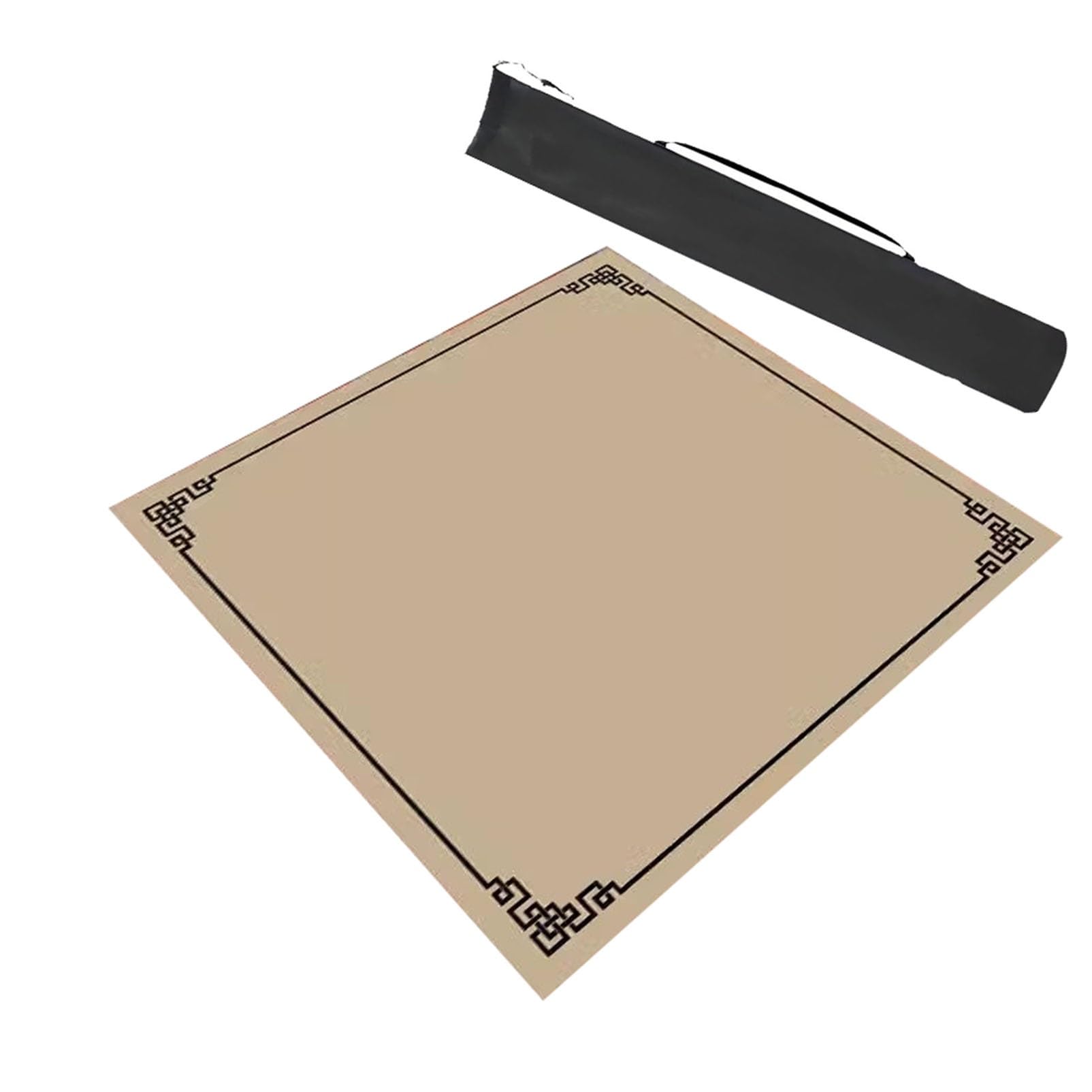 Moofut Beige Modern Square Mahjong Table Mat With Storage Bag, Anti Slip And Noise Reduction Game Table Cover For Mahjong Poker Cards (Color : Size : 31.5X31.5inch/80X80cm)