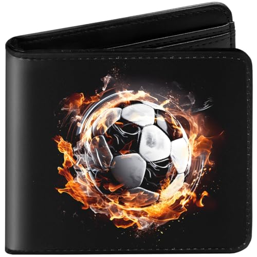Amutta Kids & Teen Boys Leather Bifold Wallet, Soccer Design