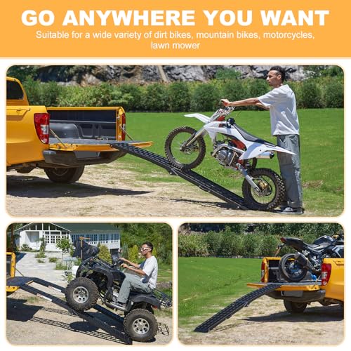 gardhom 2PCS 7.5' Heavy Duty Ramps 3000lbs Capacity Aluminum Folding Loading Ramps with Handle Truck Ramps for ATV UTV Pickup Motorcycle Dirt Bike Lawn Mower Snow Blower
