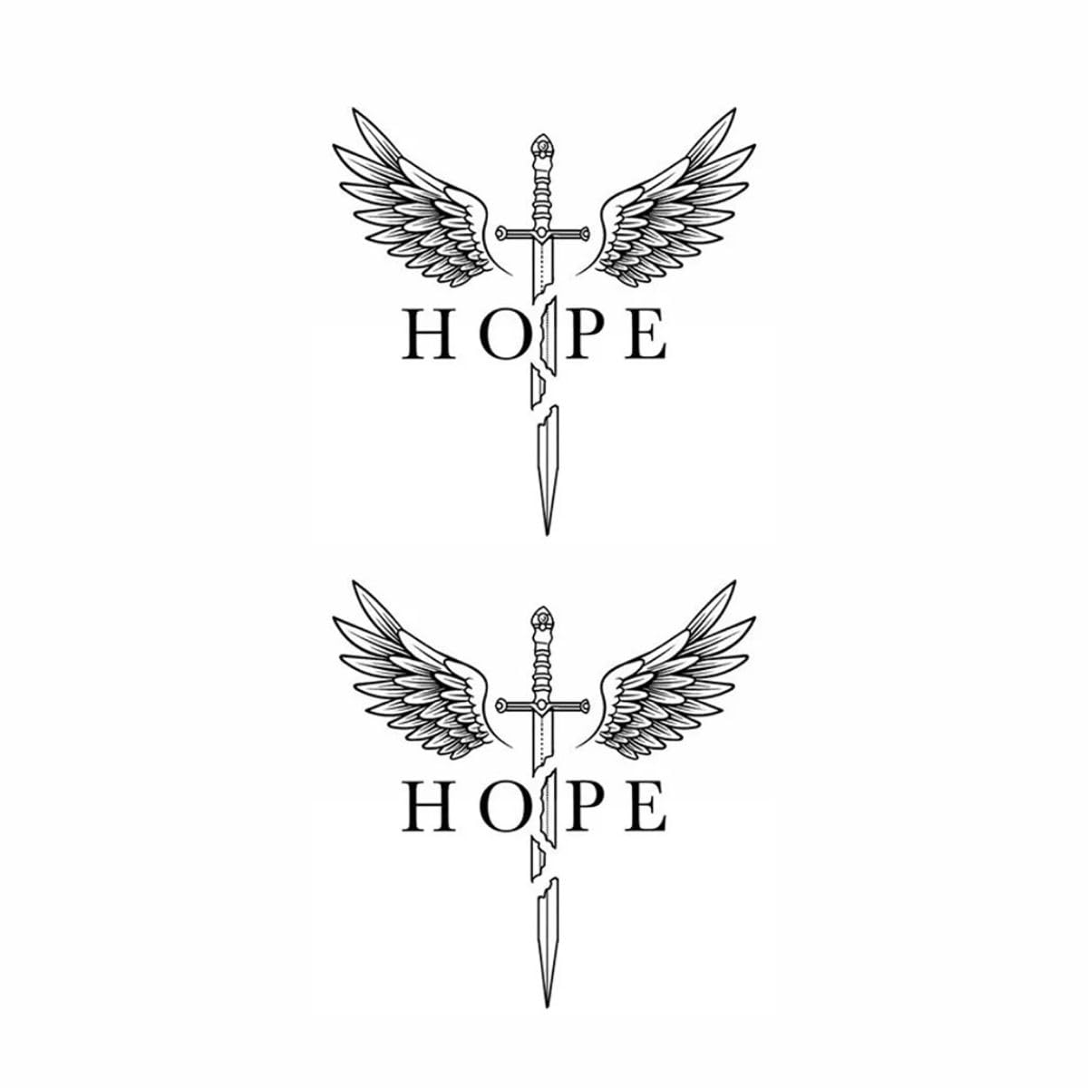 Tatmods Hope Heart Wing Sword Temporary Tattoo For Men And Woman Waterproof Body Tattoo-picture-23
