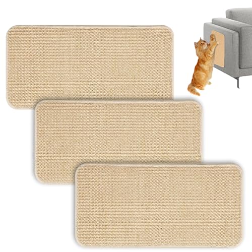 3 Pièces Tapis griffoir pour Chat,50x25cm,Antidérapant,Griffoir Chat Canapé,Livré avec Stickers Magiques, Durable, adapté aux Chats, Porte de Meubles de...