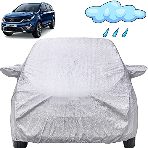 Image of Hexa Waterproof Car Cover with Mirror Pockets, Shinning Silver Design, Non Woven Fabric,Triple Stitched, Compatible with Tata Hexa Car Cover (2017 to 2024), Hexa Car Accessories