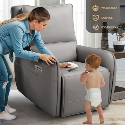 Image of Power Recliner Gliders for Nursery, Electric Swivel Rocker Recliner Chair, Comfy Upholstered Living Room Reclining Rocking Chairs with Lumbar Support (Dark Grey, 41 inch X 40 inch X 36 inch)