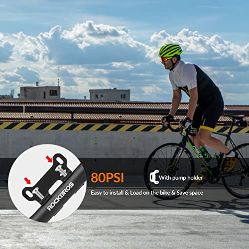 Image of ROCKBROS Portable Bike Pump Mini Hand Pump with Presta /Schrader Valve 80 PSI Bicycle Air Pump for Bikes (Road /Mountain), Electric Bikes & Balls
