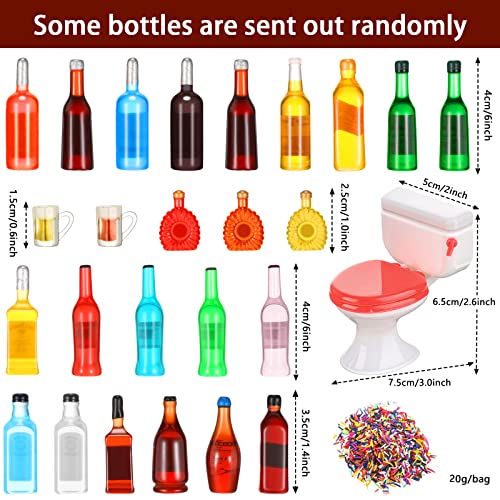 26 Pieces 26 Styles Miniature Wine Bottles Funny Mini Toilet Cake Topper Colorful Fake Cake Crumbs Lightweight Decoration Kit For Celebrating Birthday Party 21 And Up Cake Ornament, Not Edible #TOP1