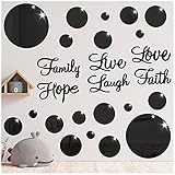 3D Mirror Wall Decor , Removable Family Wall Art Decals Faith Live Laugh Hope Love Family Mirror...