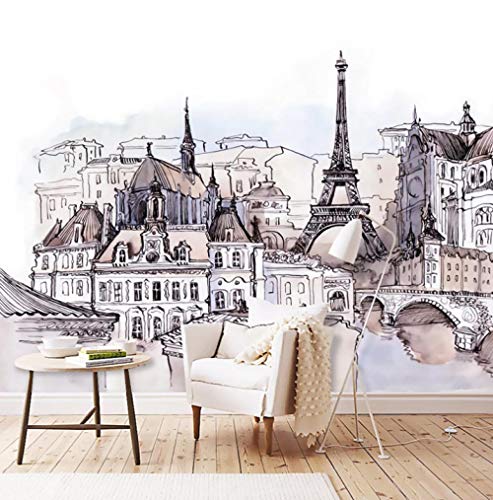 Papier peint intissé pour masquer un mur abîmé avec vue Tour Eiffel