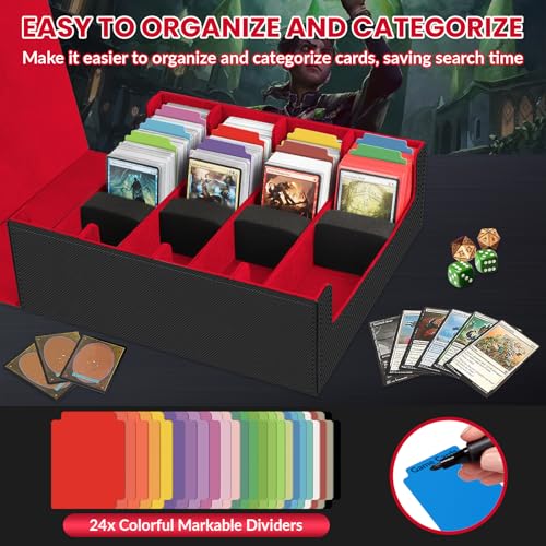 Image of AOBOPLE Trading Card Storage Box,3200+ Card Box Storage with 24 Dividers and 4 Foam Supporters PU Leather Magnetic Cards Deck Case for MTG TCG Magic and Sport Cards,Great Gift for Card Collectors