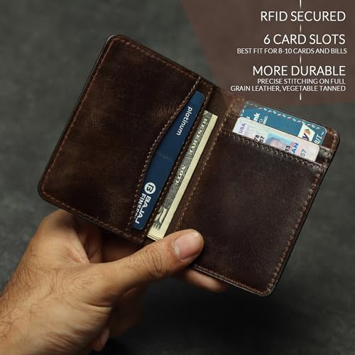 FOXHACKLE Leather Credit Card Holder Wallet for Men and Women, Thin Bifold RFID Blocking Wallet, Slim Front Pocket Minimalist Wallet, Small Card Case2