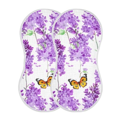 Purple Lilacs Beautiful White Burp Cloths for Babies Burp Rag Cotton Spit Up Rag for Baby Newborns Girl