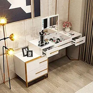 KOHINOOR DECOR White, Green ply Engineered Plywood Modern Makeup Vanity Expendable Dressing Table