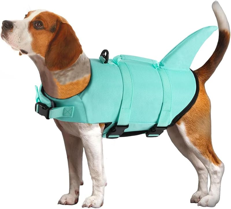 Colete Salva-Vidas para Cães EMUST com Alça de Resgate e Faixas Refletivas, XL, SolidTurquoise