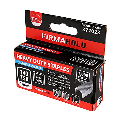 TIMCO Grapas de acero inoxidable A2 de alta resistencia, 10 mm