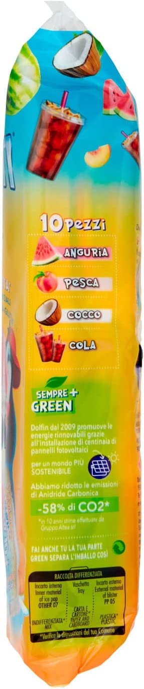 4X Dolfin Polaretti Happy Summer Nuovi Ghiaccioli al Gusto di Pesca, Anguria, Cocco e Cola 420ml (2024)