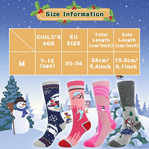 KOOOGEAR Calcetines de esquí para niños, calcetines térmicos largos hasta la rodilla para niñas y niños, coloridos calcetines deportivos para botas de nieve, para patinaje, esquí, snowboard, niños - imagen 5