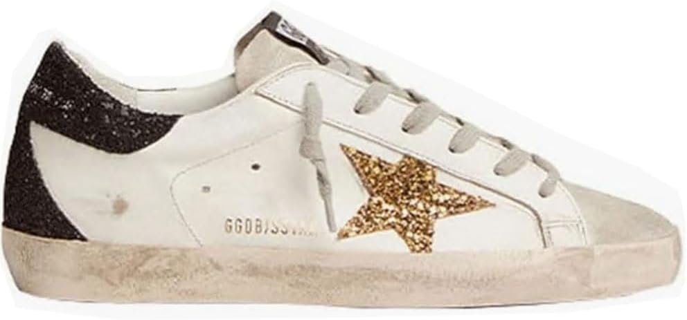 Golden Goose White Leather Sneakers for Women Trendy Sequins Trainers Lace-up Low-top Sport Shoes