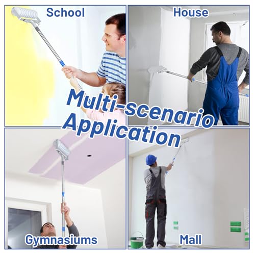 12 Pcs 18 Inch Paint Roller Kit- 18 Inch Paint Roller Tray, 12-18" Adjustable Roller Frame & Thickened Extendable Steel Pole, Large Paint Roller Sleeves with Tray for Painting Wall Ceiling - Image 7