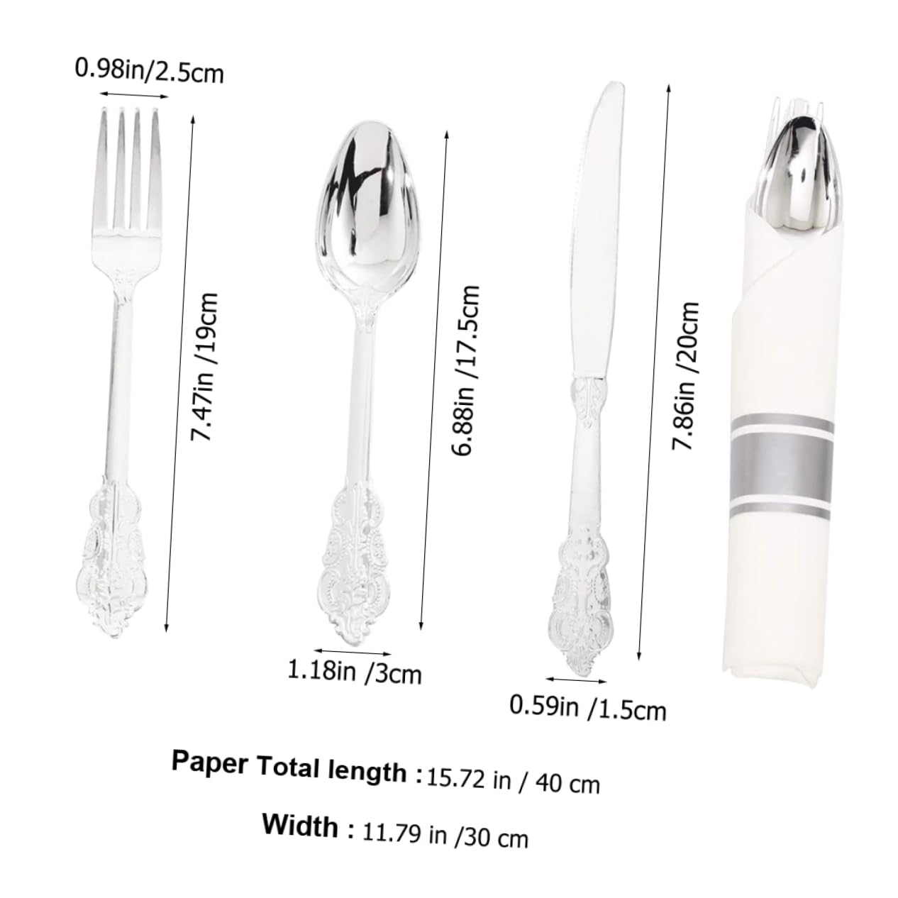 ABOOFAN Lunchbox Utensil Set Silver Spoons Forks Knives Tissue Set Steak Eating Cutlery for Daily Use