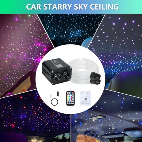 Image of Starlight Headliner Kit,Twinkle + Music Sync Dual Color Fiber Optic Star Ceiling Lights with APP Remote Control, RGBW Star Lights for Car /Home Ceiling Decor, 900pcs 9.8ft