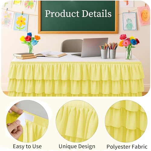 Wokuaile Teacher Desk Skirt Yellow Tutu Table Skirt for Classroom 6FT by Wokuaile - Used condition - Image 3