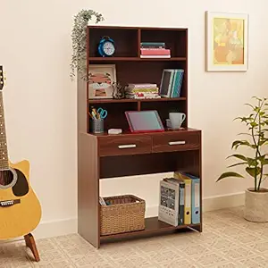 Green SoulThames Hutch Study Table | 1-Year Warranty | Writing, Computer Desk for Students, Professionals | Engineered Wood | Rolex Brown | 2 Drawers and 4 Shelves| Installation Provided
