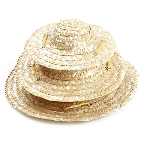 ULTECHNOVO Pet Sombrero Straw Hat – Summer Sun Protection Hat Adjustable Hawaii Garden Sun Bucket Cap Beach Hat for Puppy Small Dogs Cats (Size S) ULTECHNOVO Pet Sombrero Straw Hat – Summer Sun Protection Hat Adjustable Hawaii Garden Sun Bucket Cap Beach Hat for Puppy Small Dogs Cats (Size S)