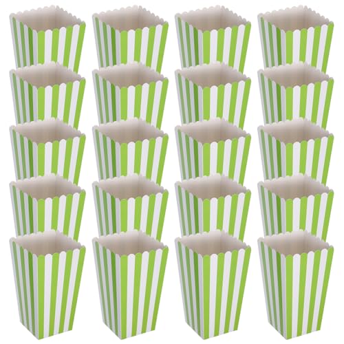 SOLUSTRE 40Pcs Striped Popcorn Buckets Versatile Paper Containers Carnival Parties French Fries Candy and Cookies Retro Style Snack Boxesxx