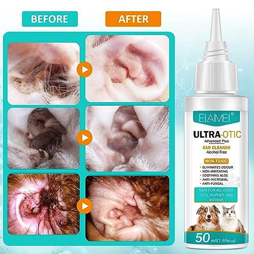 Dog Ear Cleaner 1.69 Fl Oz, Ear Wash for Dogs & Cats, Ear Drops for Pet, Advanced Dog Ear Infection Treatment Solution, Soothes Itchy & Inflamed Ears, Removes Debris, Waxy, Buildup and Odor Dog Ear Cleaner 1.69 Fl Oz, Ear Wash for Dogs & Cats, Ear Drops for Pet, Advanced Dog Ear Infection Treatment Solution, Soothes Itchy & Inflamed Ears, Removes Debris, Waxy, Buildup and Odor