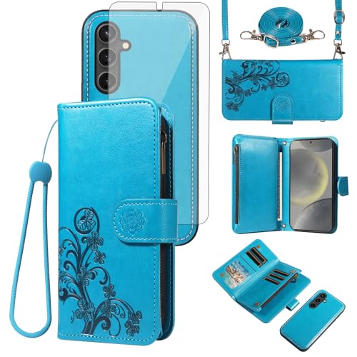 Coque Samsung S24/S25 5G Asuwish en bandoulière, le portefeuille zippé idéal pour vos sorties
