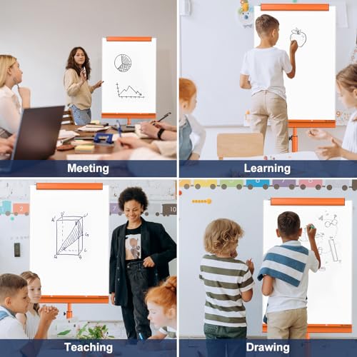 Image of TSJ OFFICE Rolling Whiteboard Standing - 40 x 26 Inches Mobile White Board
